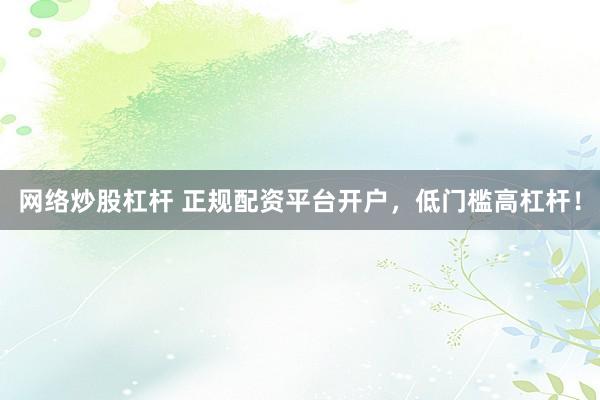 网络炒股杠杆 正规配资平台开户,低门槛高杠杆!