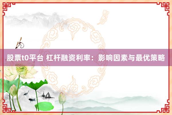 股票t0平台 杠杆融资利率:影响因素与最优策略