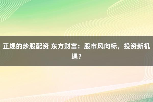正规的炒股配资 东方财富：股市风向标，投资新机遇？
