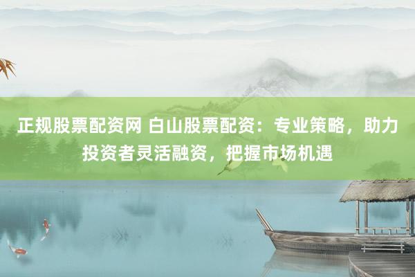 正规股票配资网 白山股票配资：专业策略，助力投资者灵活融资，把握市场机遇