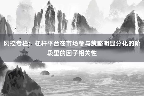 风控专栏:杠杆平台在市场参与策略明显分化的阶段里的因子相关性