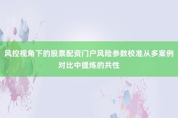 风控视角下的股票配资门户风险参数校准从多案例对比中提炼的共性